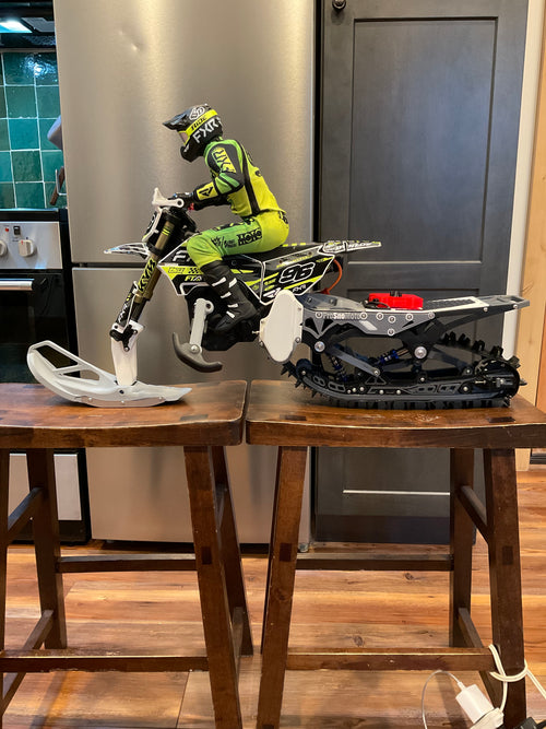 Complete ready-to-run SnoProMoto Snowbike kit w/Losi super moto/dirtbike