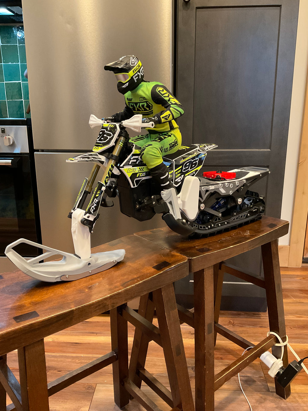 Complete ready-to-run SnoProMoto Snowbike kit w/Losi super moto/dirtbike