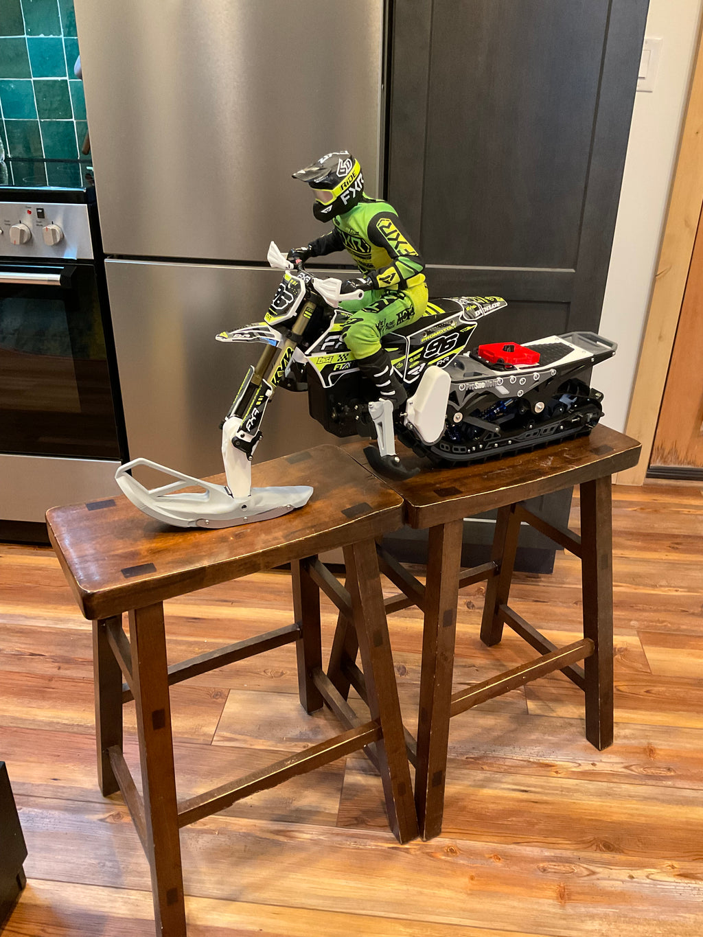 Complete ready-to-run SnoProMoto Snowbike kit w/Losi super moto/dirtbike