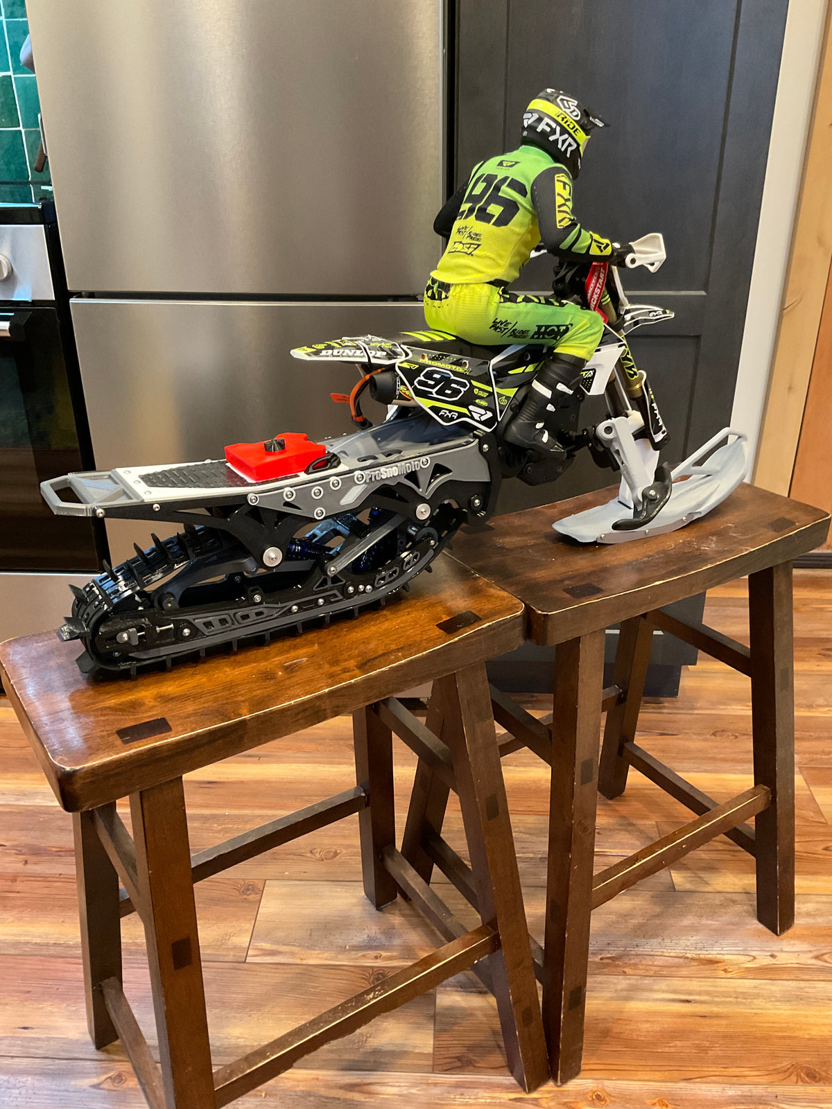 Complete ready-to-run SnoProMoto Snowbike kit w/Losi super moto/dirtbike